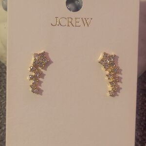 J. Crew Gold and Pave Crawler Earrings